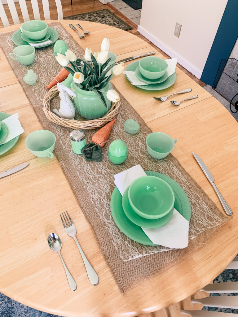 Easter Tablescape Using Jadeite