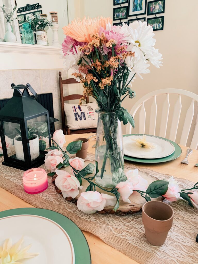 Fresh flowers on a spring tablescape